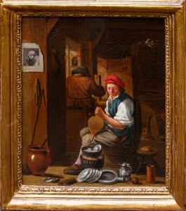 Kreis um David Teniers (Antwerpen, 1610 – Brüssel, 1690), Interieur mit Figuren von einfachen Leuten